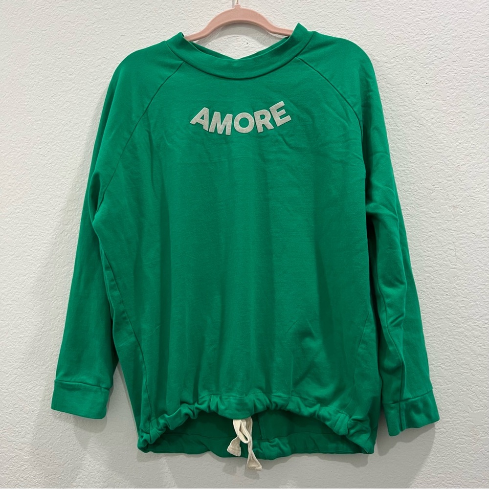 AMORE Green‎ lightweight sweatshirt Cherish brand Size Large Drawstring Waist